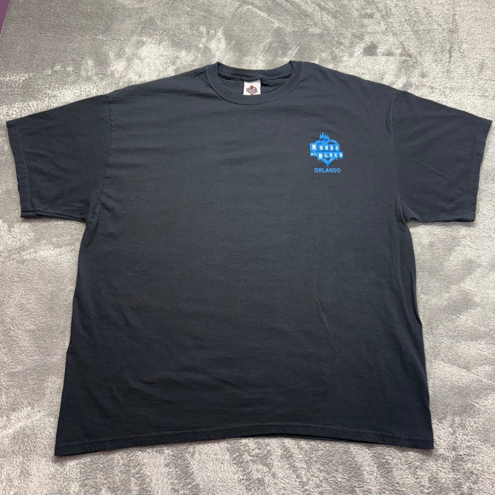 House of Blues T-Shirt Mens 2XL Black Excellent Orlando Guitar Graphic Tee